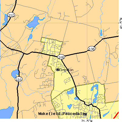 Zip code 02881 close-up map
