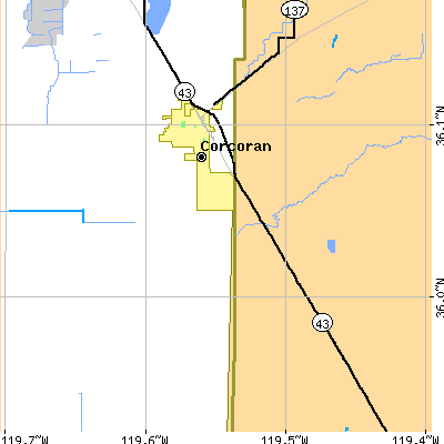 Zip code 93212 close-up map