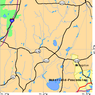 Zip code 02892 close-up map