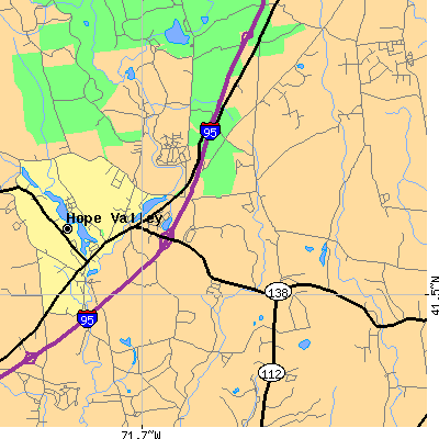 Zip code 02898 close-up map