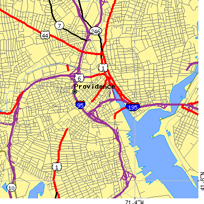 Zip code 02903 close-up map