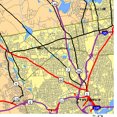 Zip code 02904 close-up map