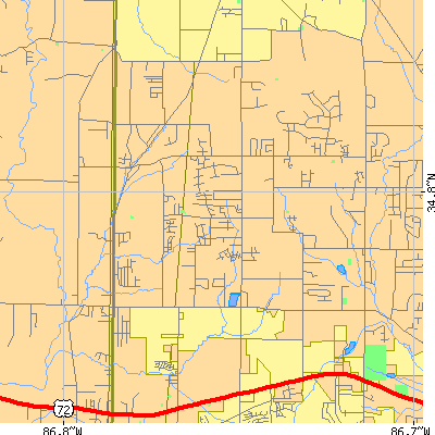 Zip code 35757 close-up map