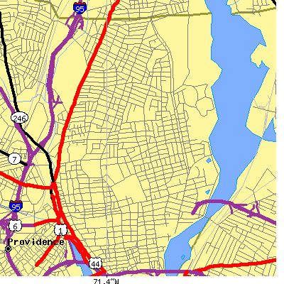 Zip code 02906 close-up map