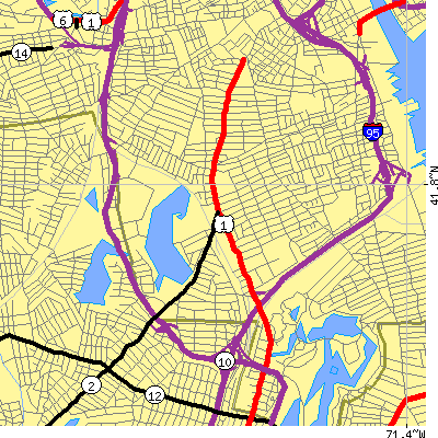 Zip code 02907 close-up map