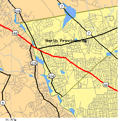 Zip code 02911 close-up map