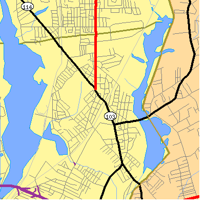 Zip code 02916 close-up map