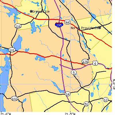 Zip code 02919 close-up map