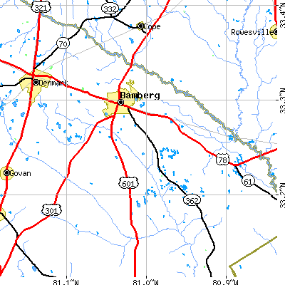 Zip code 29003 close-up map