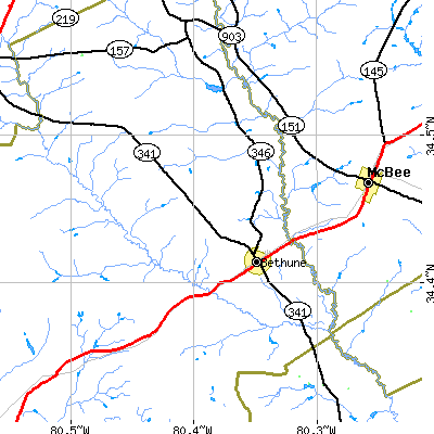 Zip code 29009 close-up map