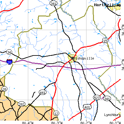 Zip code 29010 close-up map