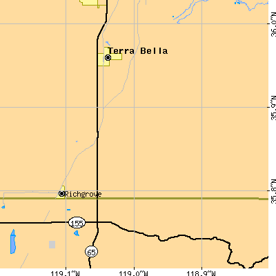 Zip code 93218 close-up map