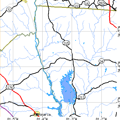 Zip code 29015 close-up map