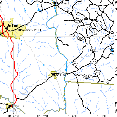 Zip code 29031 close-up map