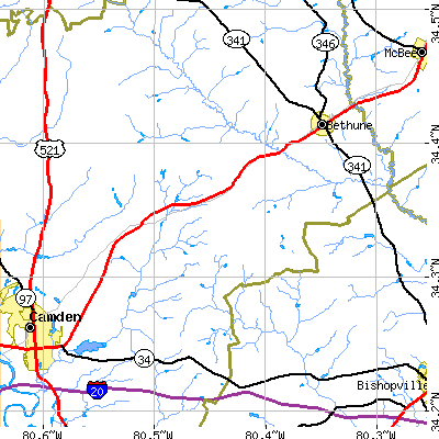 Zip code 29032 close-up map