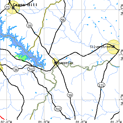 Zip code 29037 close-up map