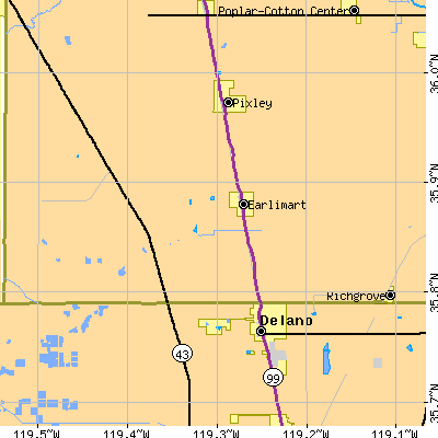 Zip code 93219 close-up map