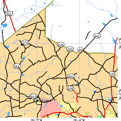 Zip code 29040 close-up map