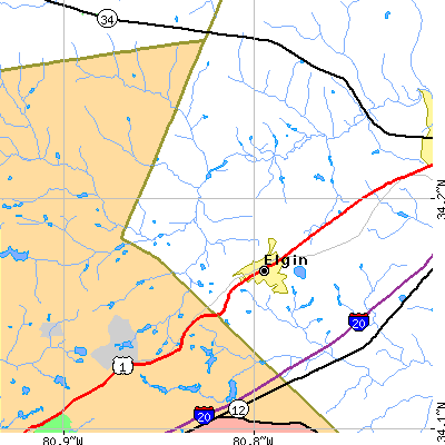 Zip code 29045 close-up map