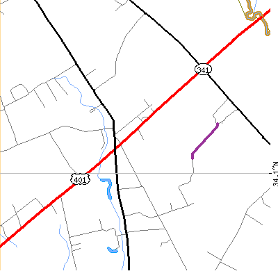 Zip code 29046 close-up map