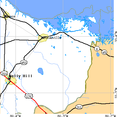 Zip code 29048 close-up map