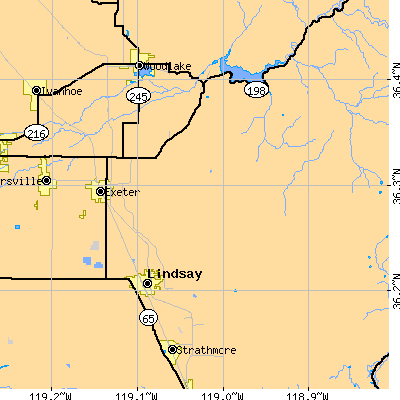 Zip code 93221 close-up map