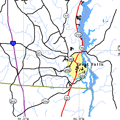 Zip code 29055 close-up map