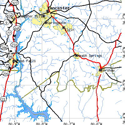 Zip code 29058 close-up map