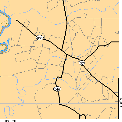 Zip code 29062 close-up map