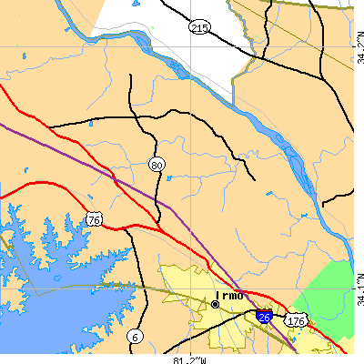 Zip code 29063 close-up map