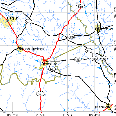 Zip code 29067 close-up map