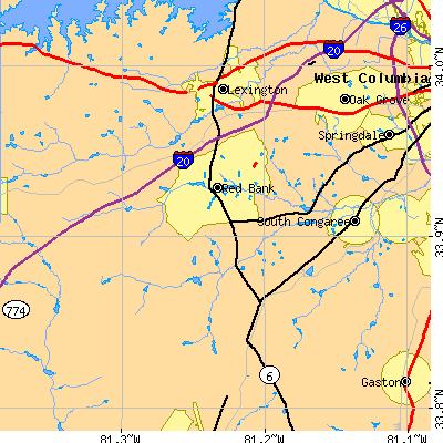 Zip code 29073 close-up map