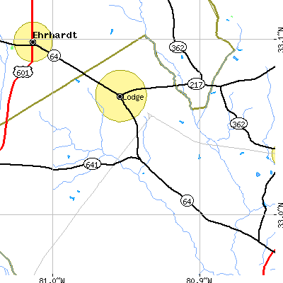 Zip code 29082 close-up map