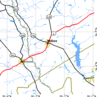 Zip code 29101 close-up map