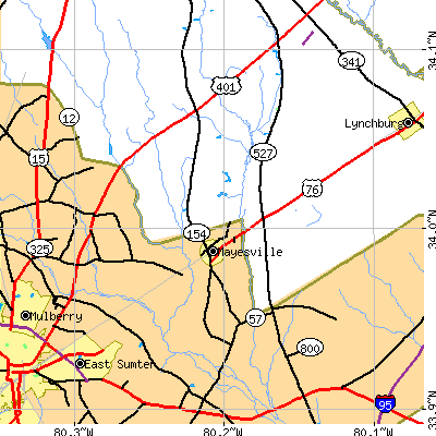 Zip code 29104 close-up map