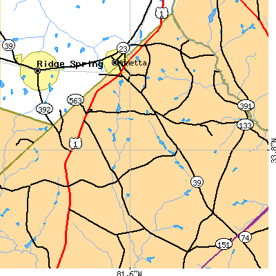 Zip code 29105 close-up map