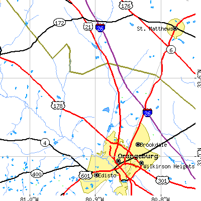 Zip code 29118 close-up map