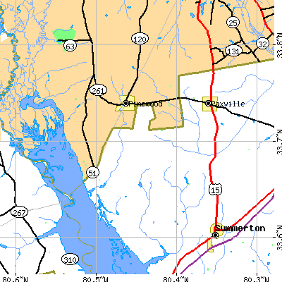 Zip code 29125 close-up map