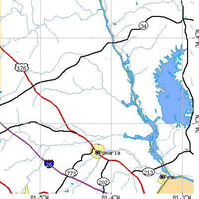 Zip code 29126 close-up map