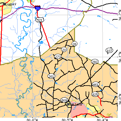 Zip code 29128 close-up map