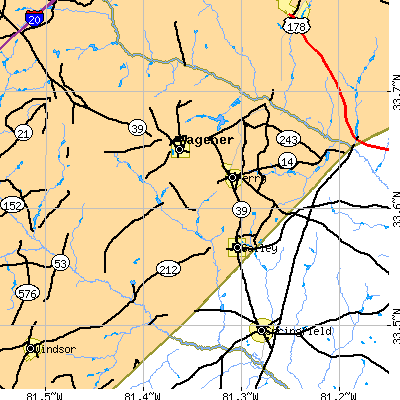 Zip code 29137 close-up map