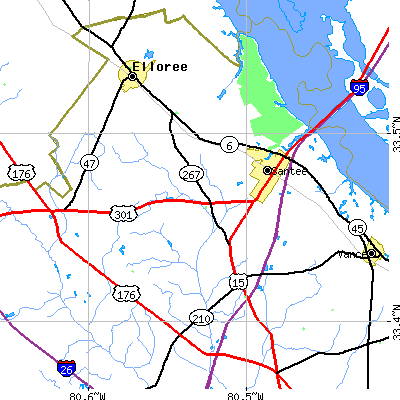 Zip code 29142 close-up map