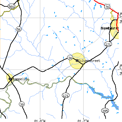 Zip code 29145 close-up map