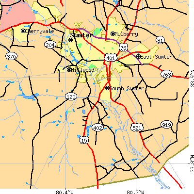 Zip code 29150 close-up map