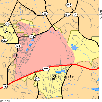 Zip code 29152 close-up map