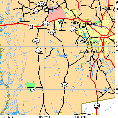 Zip code 29154 close-up map
