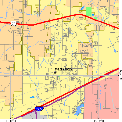 Zip code 35758 close-up map