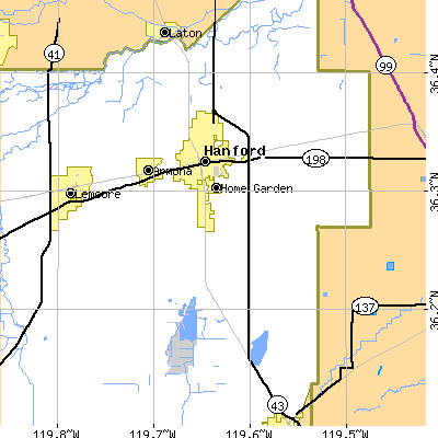 Zip code 93230 close-up map