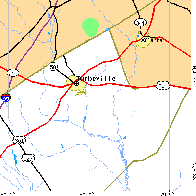 Zip code 29162 close-up map