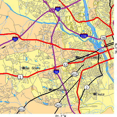 Zip code 29169 close-up map